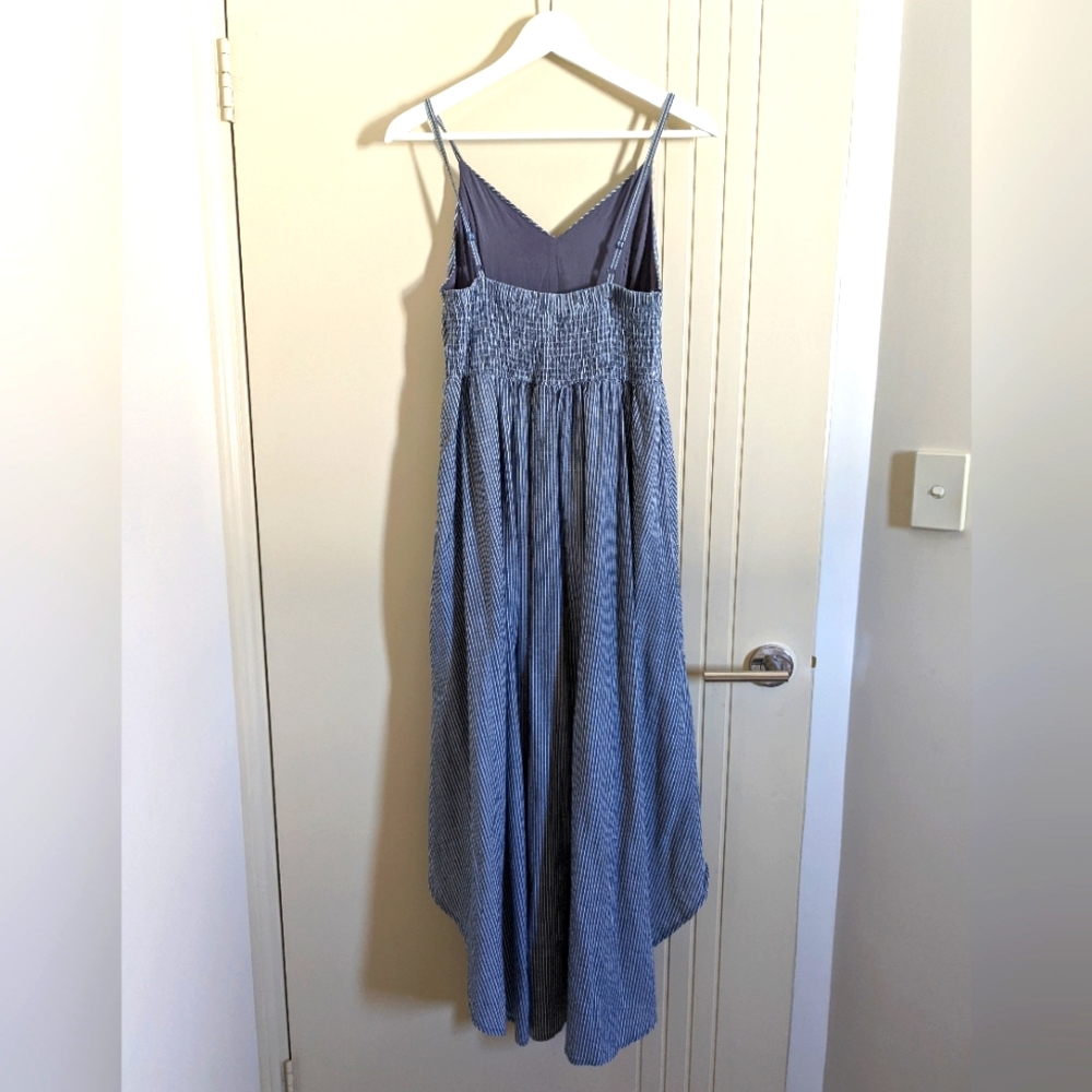 Miss Valley High low ruffle pinstripe strappy sun dress Sz 10 - Picture 2 of 9